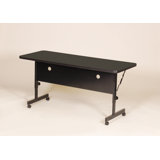 Kham Rectangle Height Adjustable Flip Top Training Table with Casters and Modesty Panel and Cable Management