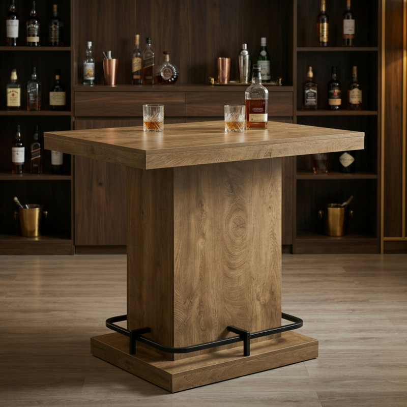 Table de bar rectangulaire 47 po, table bistro industrielle avec repose-pieds en métal