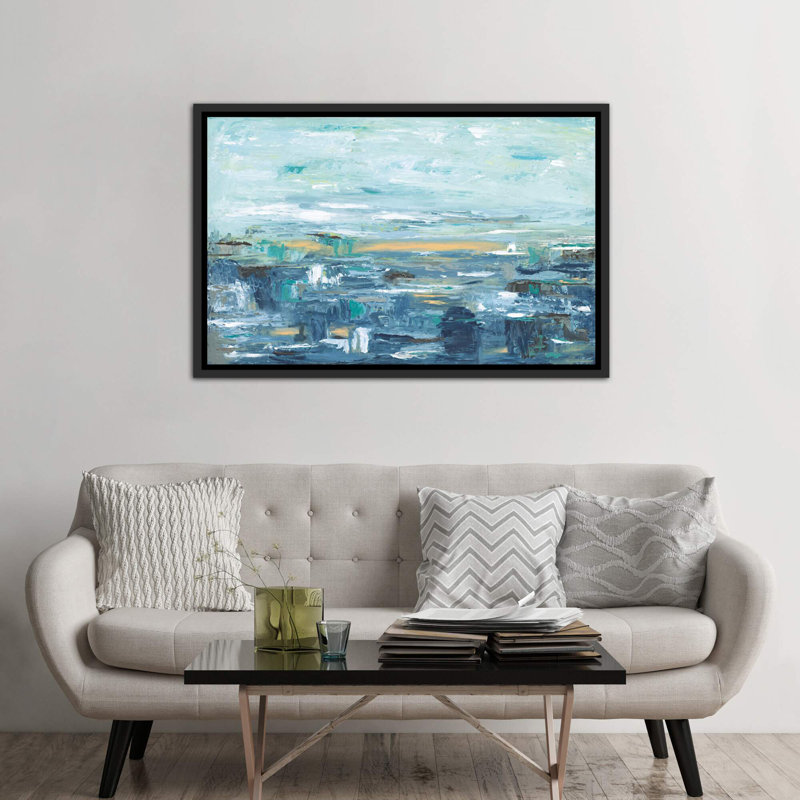 « be happy » par sofia veysey-reproduction d’art, H 40 po x l 60 po x P 1,5 po, Toile avec cadre noir