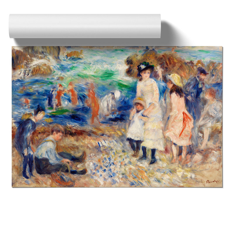 Children On The Seashore by Pierre-Auguste Renoir - No Frame Painting, 42cm H x 59cm W x 0.1cm D