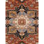 Tapis rectangulaire en laine noué à la main de style oriental Serapi rouille / ivoire / noir-95298062