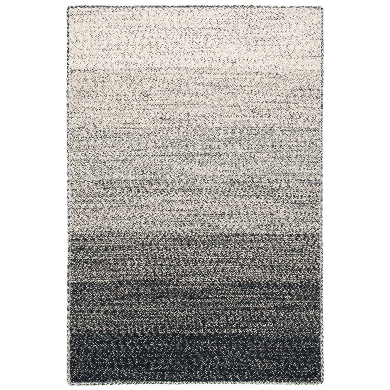 Tapis beige / noir en jute fabriqué à la main Romet Ombre, Carré 6 pi