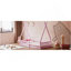 Lit simple en bois avec clôture, rose