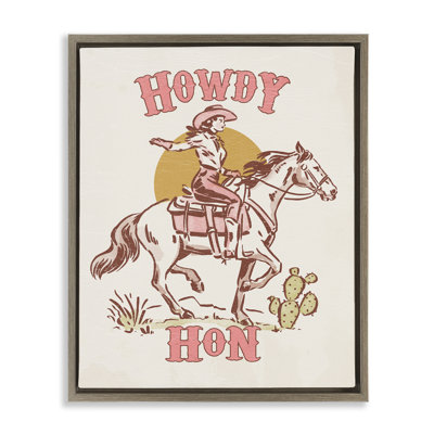  "Howdy Hon Cowgirl", art mural sur toile flottante encadrée par Victoria Barnes