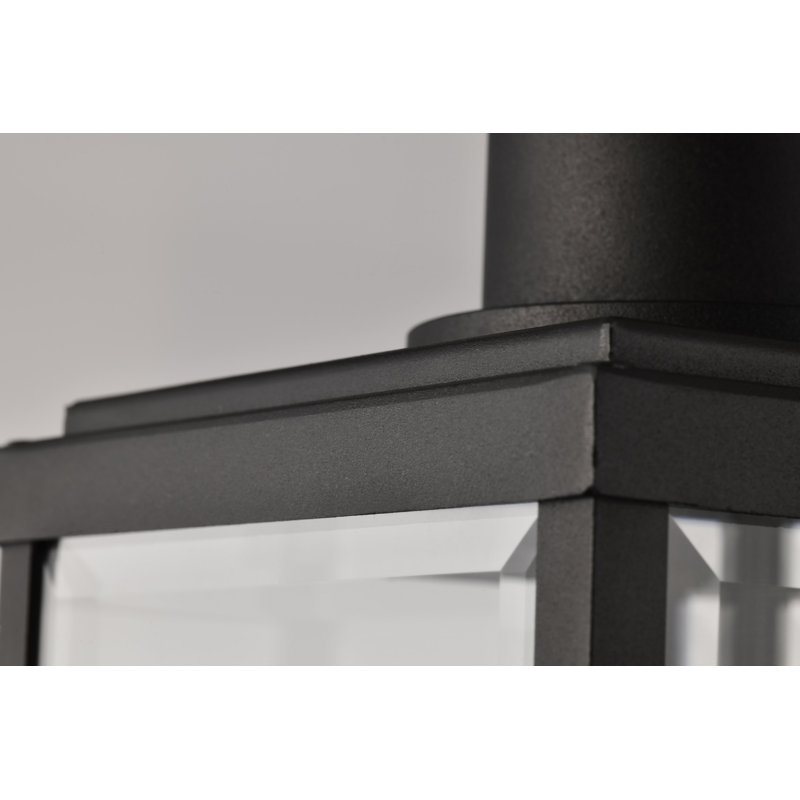 Luca - Outdoor Post Lantern - Sand Black Finish - Clear Beveled Glass