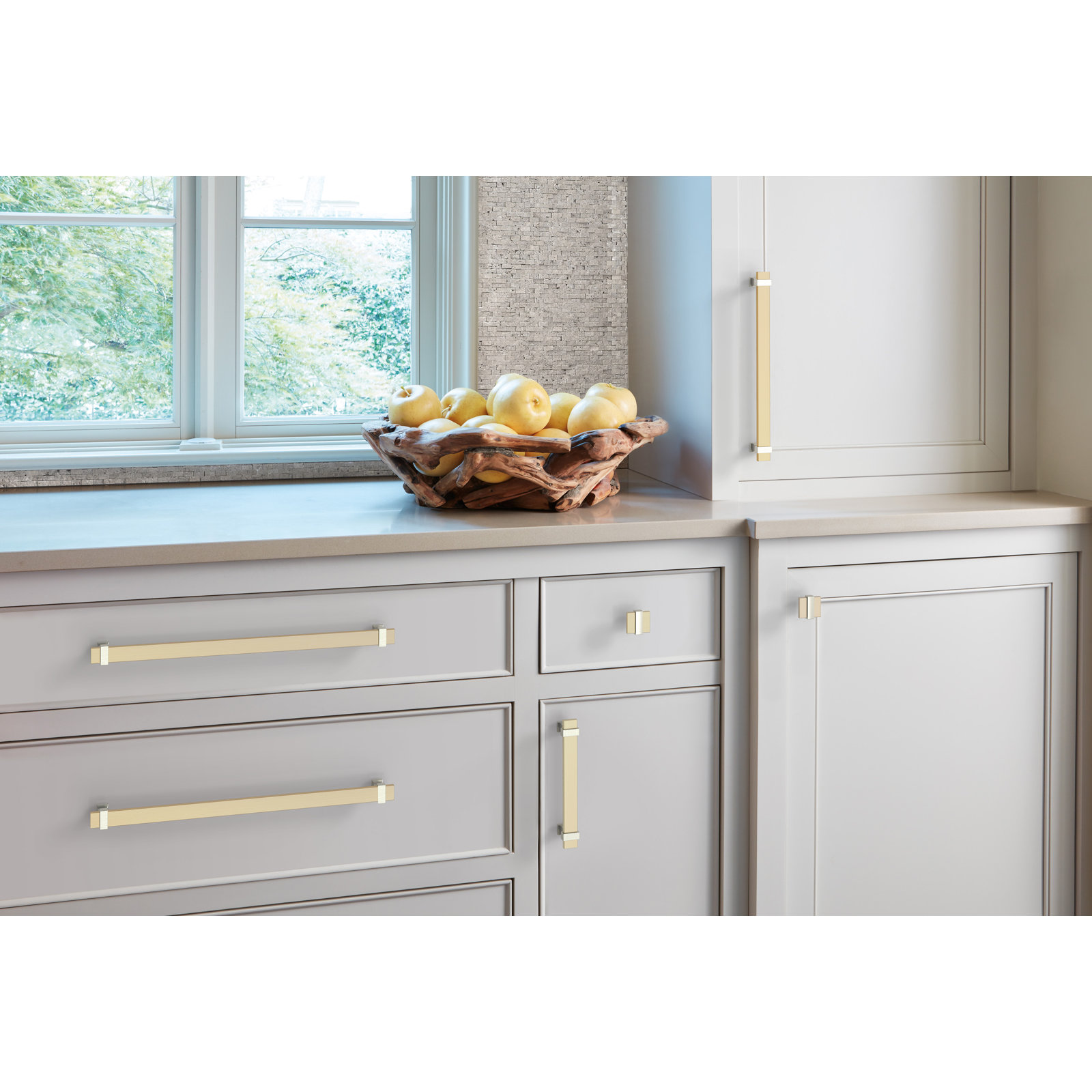 Overton Square Cabinet Knob, Golden Champagne/Satin Nickel