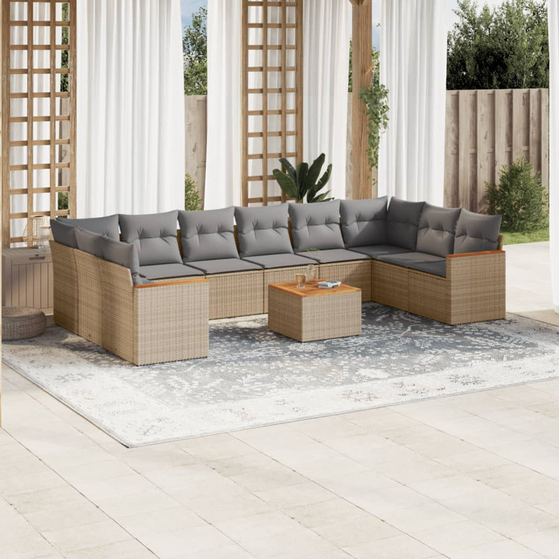  Garden Sofa Set Beige, Light Grey