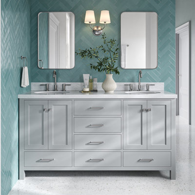 Cambridge 67'' Double Bathroom Vanity with Carrara Marble Top