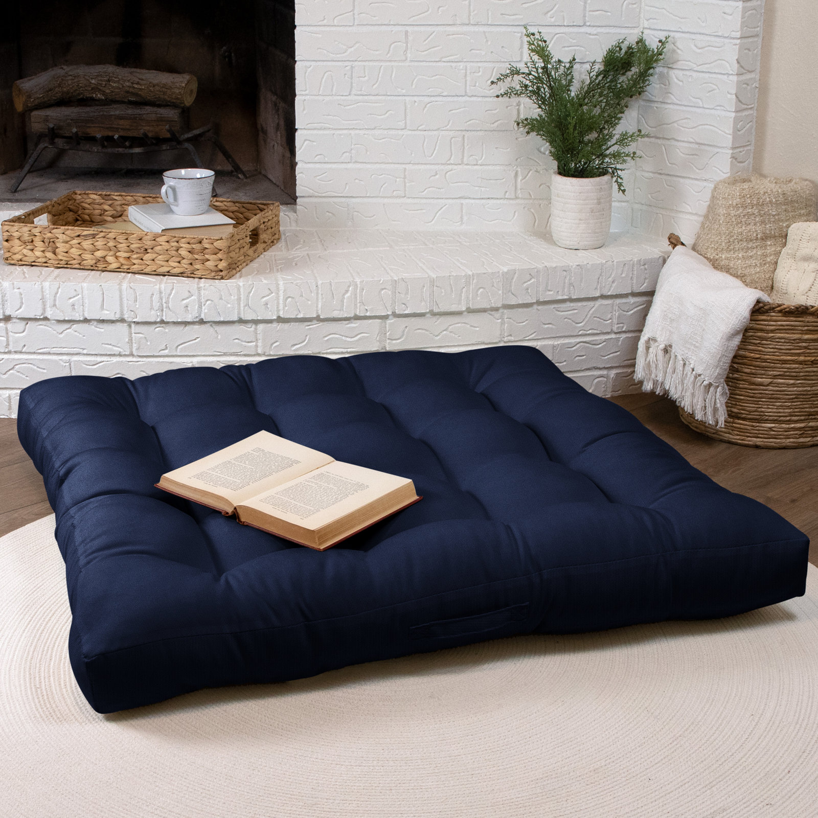 Antoni 40" x 40" Sunbrella® Throw Pillow, Navy