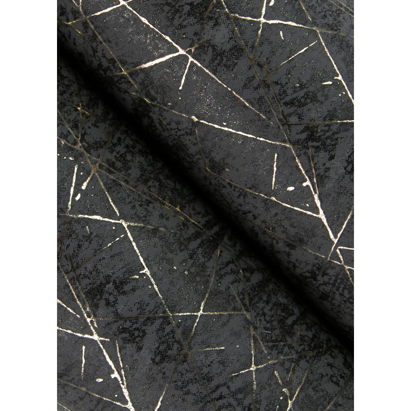 Abstract Metallic Wallpaper Roll, Black