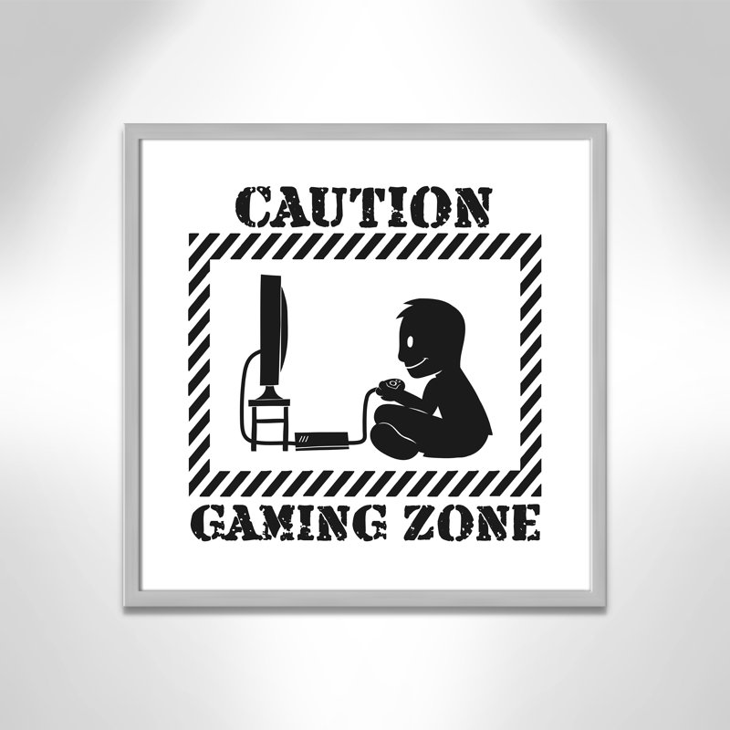 Impression sur papier Juvenile Gaming Gaming Zone Kids, H 23,5 po x l 23,5 po x P 1,19 po, Encadré de boîte argent