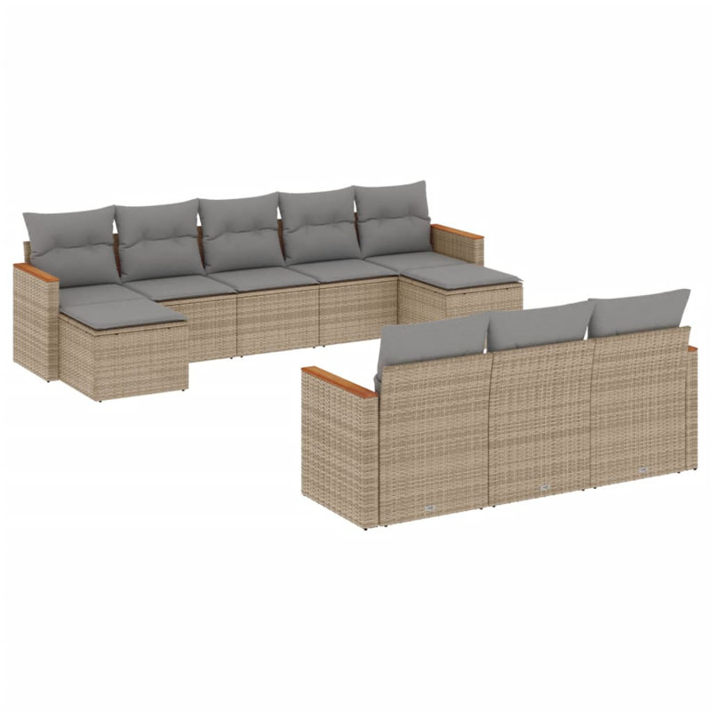  Ensemble de canapé de jardin beige, gris clair