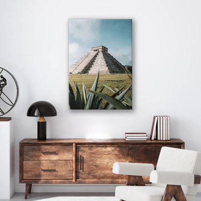 Chichen Itza, reproduction d'art de pyramide maya, affiche de point de repère du Mexique, ruines antiques