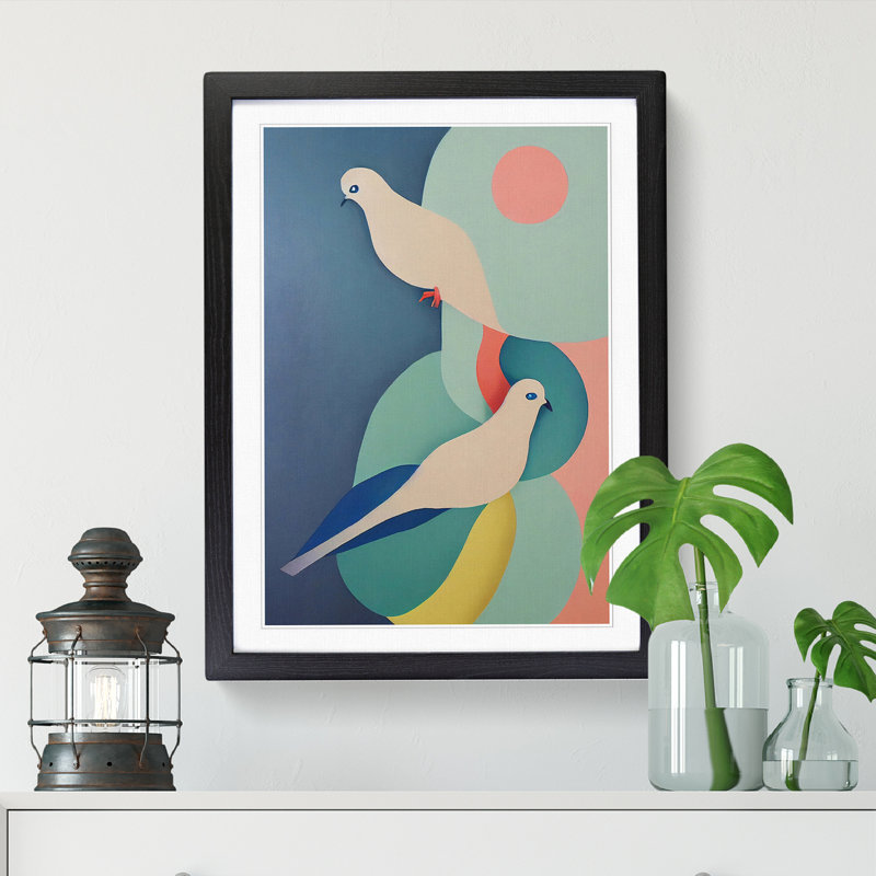 Dove Birds - Picture Frame Print, Black, 64cm H x 46cm W x 2cm D