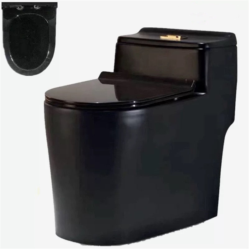 Toilette noire anti-odeur silencieuse à double chasse (siège inclus)