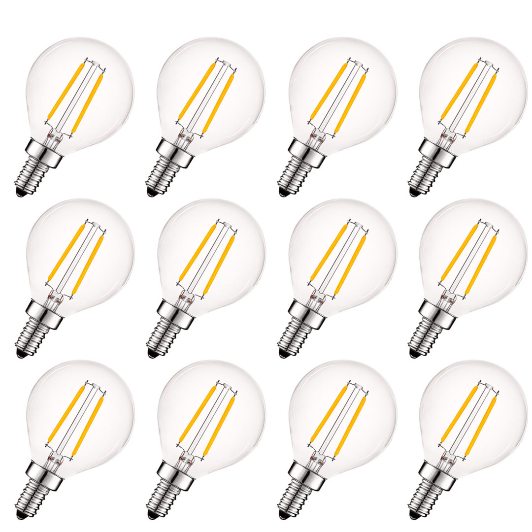 4 Watt (40 Watt Equivalent), G16.5 LED, Dimmable Light Bulb, E12/Candelabra Base (Set of 12) Luxrite