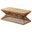 Table basse de style Mid-Century moderne, table d'appoint rectangulaire en bois 43,3 po avec base en bambou tissé - Table basse rustique Boho