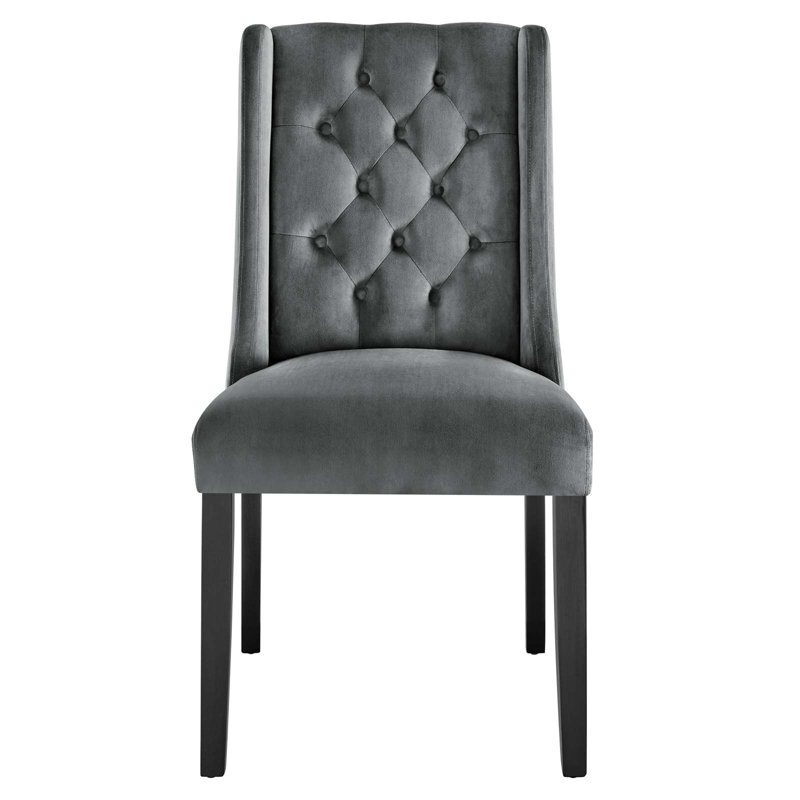 Baronet Gray Velvet Upholstered High Back Side Chair Set