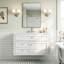 Meuble-lavabo mural de 36 po en panneau de fibres à densité moyenne fixé au mur blanc en céramique brillant intégré avec tiroirs et lavabo simple en céramique à 3 trous-130833214