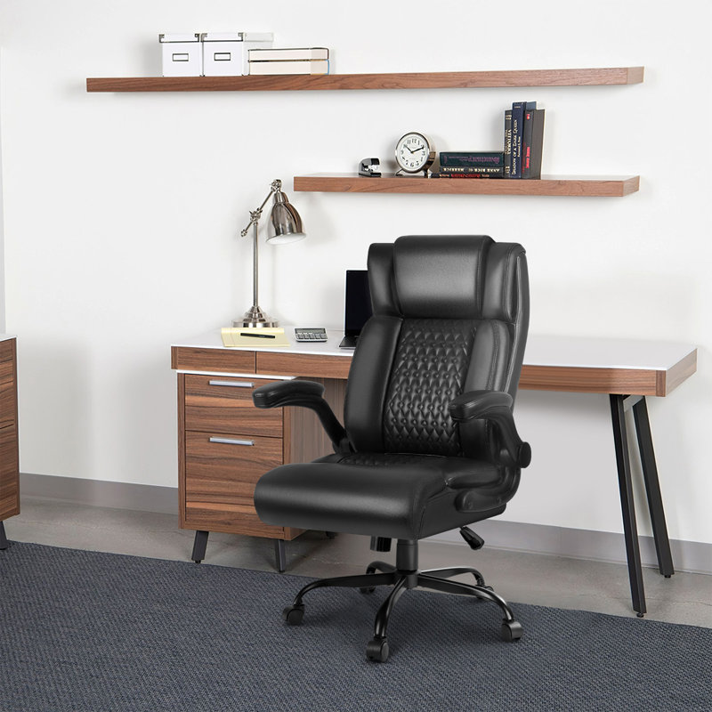 Big And Tall Office Chair With Flip-up Armrest, Black
