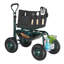 Chariot de jardin roulant avec siège pivotant et poignée extensible