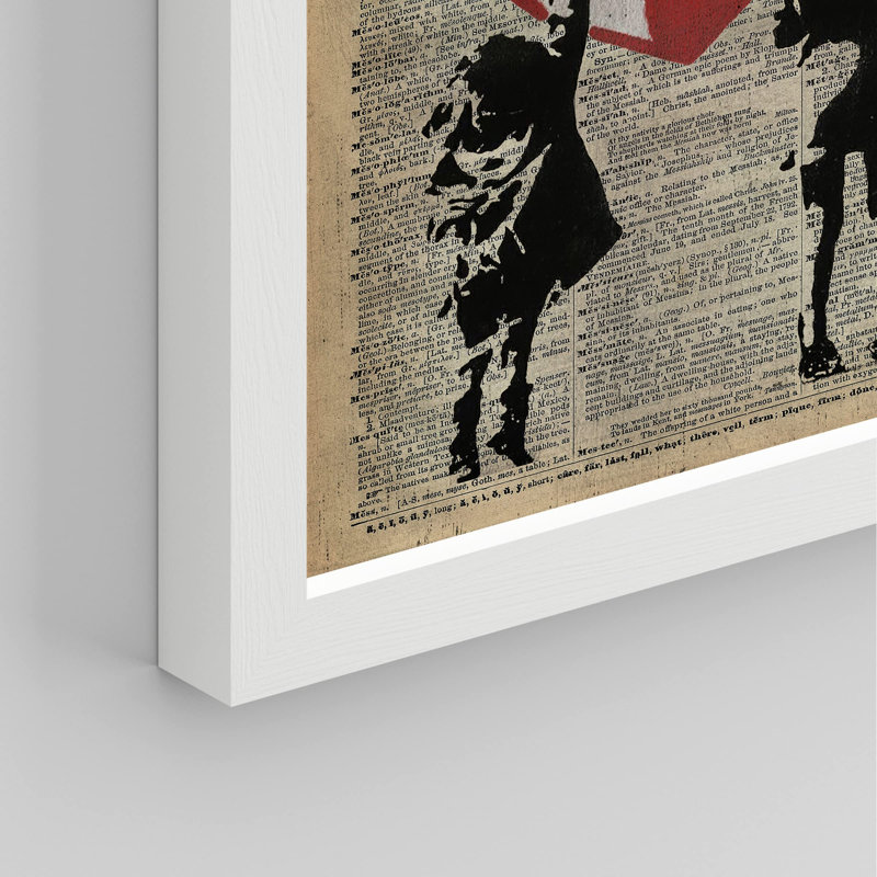 "Deux enfants peignant un journal rétro rouge", Blanc, H 16 po x l 12 po