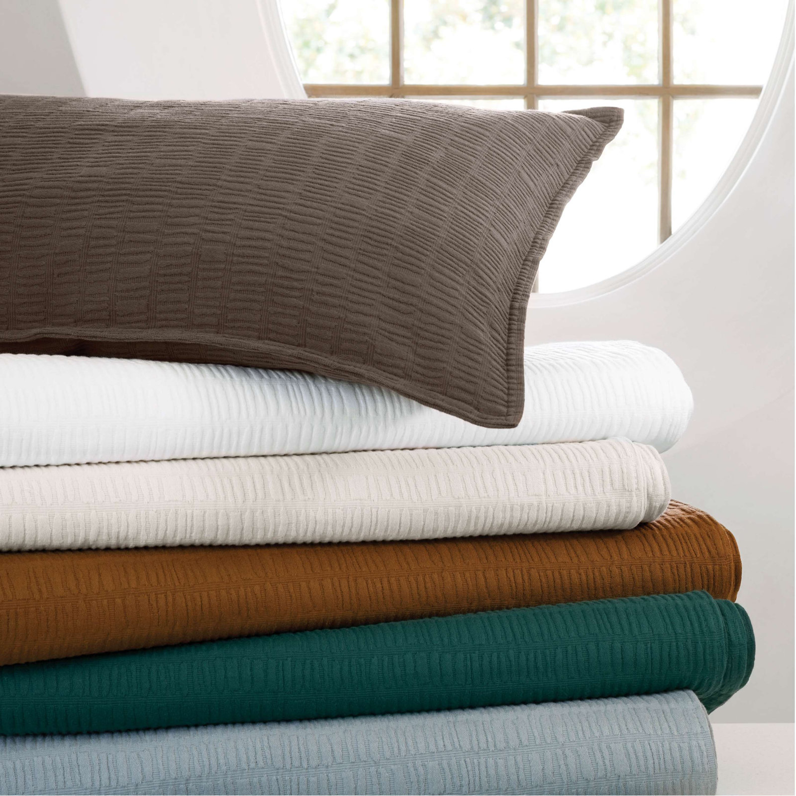 Roark Cotton Coverlet Set, Natural, Queen Coverlet