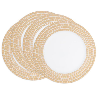 Tile Border Decorative Charger Plates 13" Round, Set Of 4