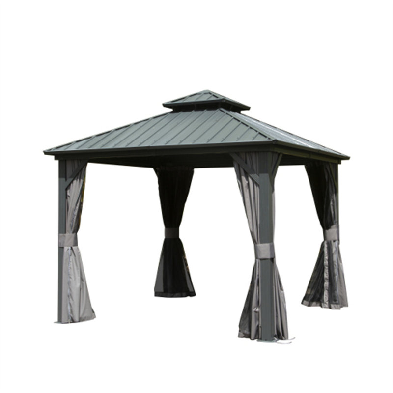 Metal Vault Gazebo, Gray, 108.24" H x 93.72" W x 93.72" D