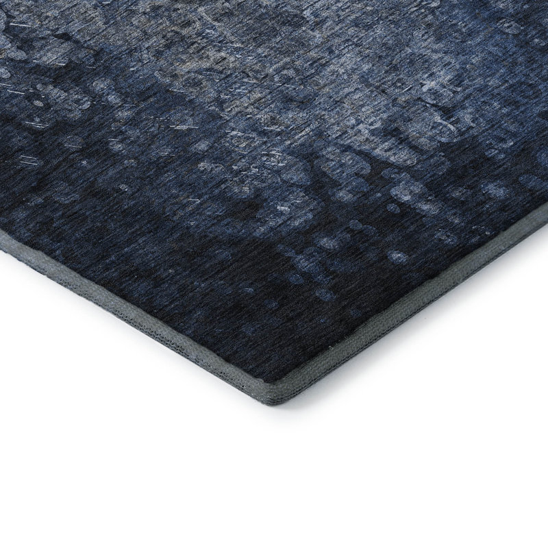 Tapis bleu Cerrito AMF565 lavable à la machine de qualité supérieure, Rectangulaire 8 pi x 10 pi