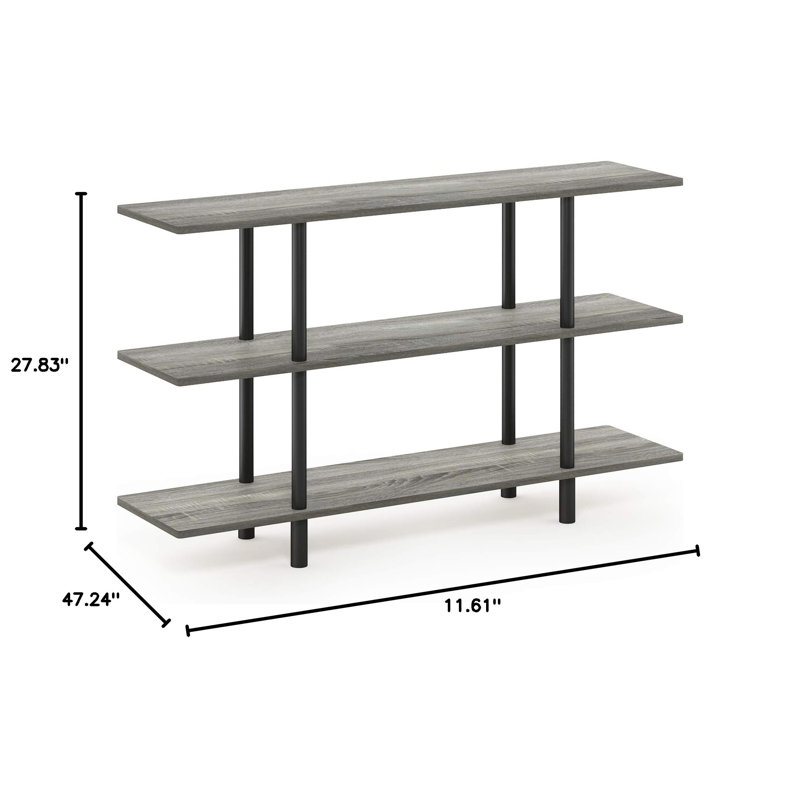 3-Tier Wide Display Shelf - Space-Saving, Sturdy Design, Lightweight For Living Room And Home Office, Grey
