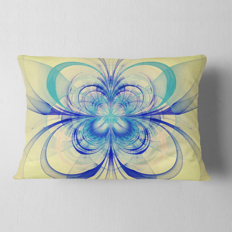 Motif floral fractal - coussin à imprimé floral, bleu