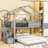 Twin Over Full L-Shaped House Bunk Bed With Storage Staircase And Blackboard-1114434197