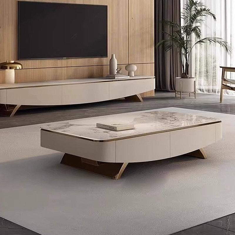 Table basse Modern, Doré, H 15,75 po x L 55,12 po x l 31,5 po