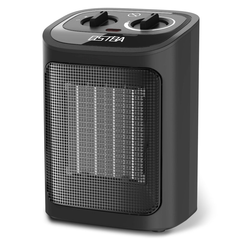 Chauffage d'appoint portatif en céramique de 1500 W avec thermostat manuel et commandes à bouton rotatif