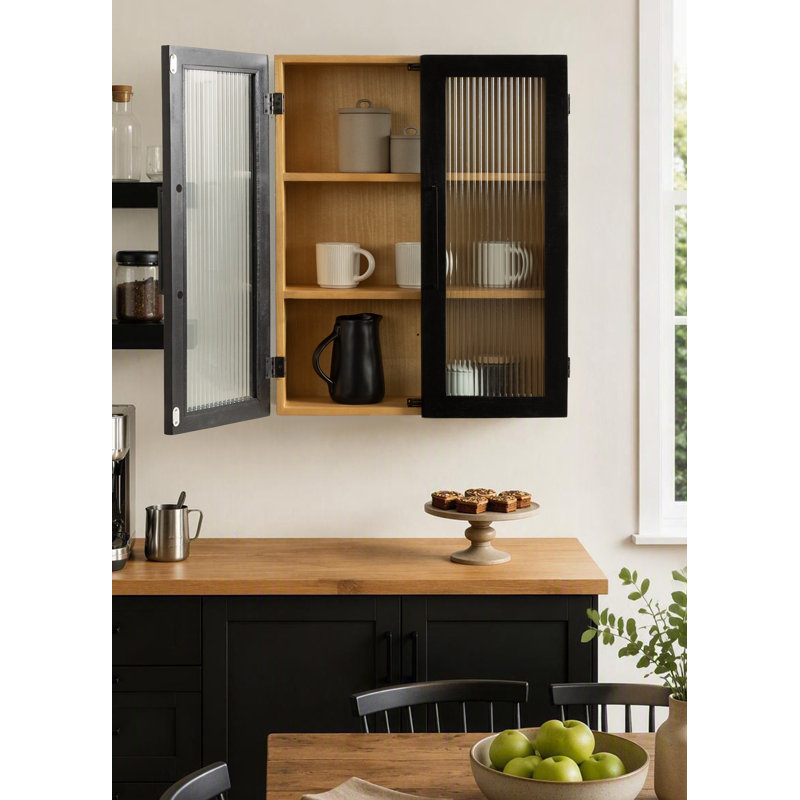 Armoire murale en verre nervuré pour le rangement de la salle de bain Langfeld