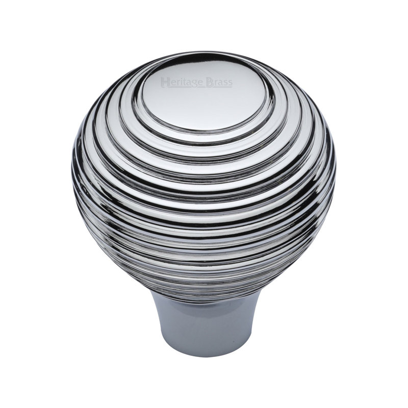 Heritage Brass Heritage Cabinet Knob Reeded Design, Polished Chrome, 3.8cm