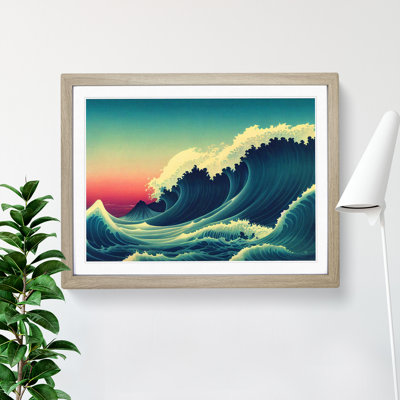 Japanese Wave Sunset - Single Picture Frame Print