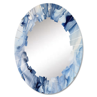 Classic Blue Waves Wall Mirror, Fractals Modern - Abstract Classic Blue Waves V