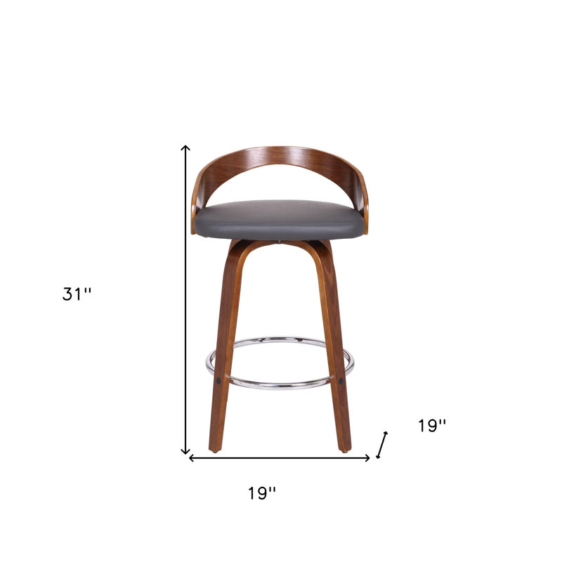 Chaise pivotante en similicuir, Tabouret de comptoir (siège d'une hauteur de 26 p, Gris / Brun