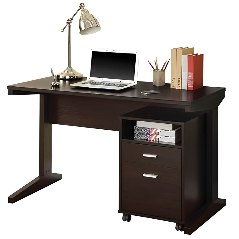  2 Pc Home Office Desk And File Cabinet In Cappuccino