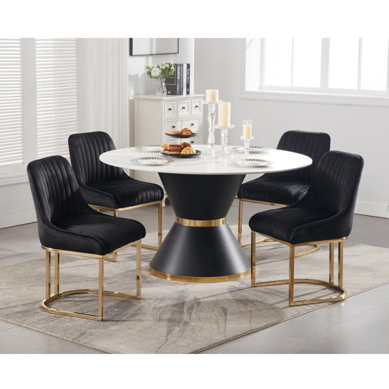 47cm H Velvet Upholstered Metal Accent, Black