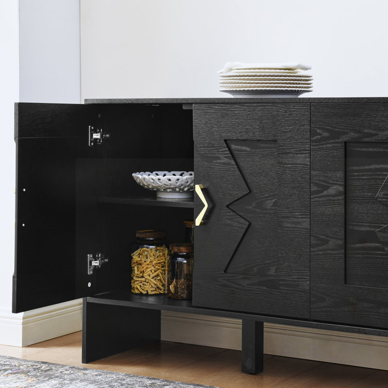 Modern Sideboard Buffet Cabinet with Storage, Black