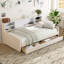 Lit plateforme simple tapissier avec rangement et tiroirs, beige-1582580281