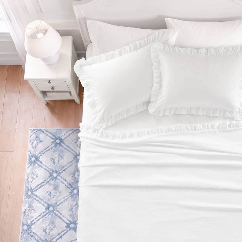 Rembourrage en microfibre à volants, Twin, Bright White