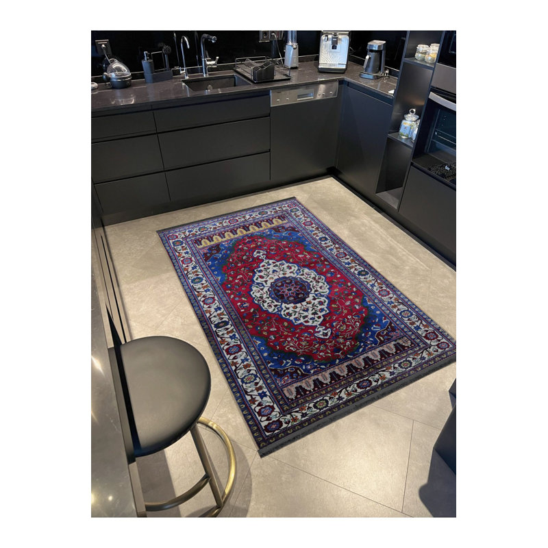 Tapis décoratif bleu marine, Sous-tapis rectangulaire de 3 pi 3 po x 4 pi 11 po