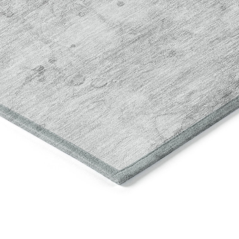 Tapis extérieur lavable abstrait gris argenté et ivoire 3 pi x 5 pi