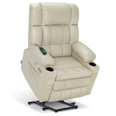 Grand fauteuil inclinable à deux moteurs Power Lift à position infinie avec massage et chaleur pour les personnes de grande taille