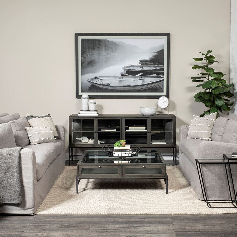 Arelius 70'' W Solid Wood Sideboard, Black/Dark Brown