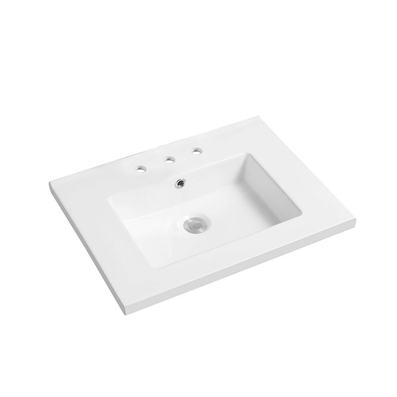 Plateau de meuble-lavabo simple 24 po blanc avec lavabo